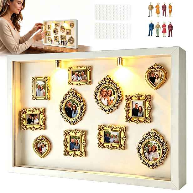 Dřevěný Mini Muzeum Shadow Box Rámeček Jako Dárek K Zobrazení Diy Bílý