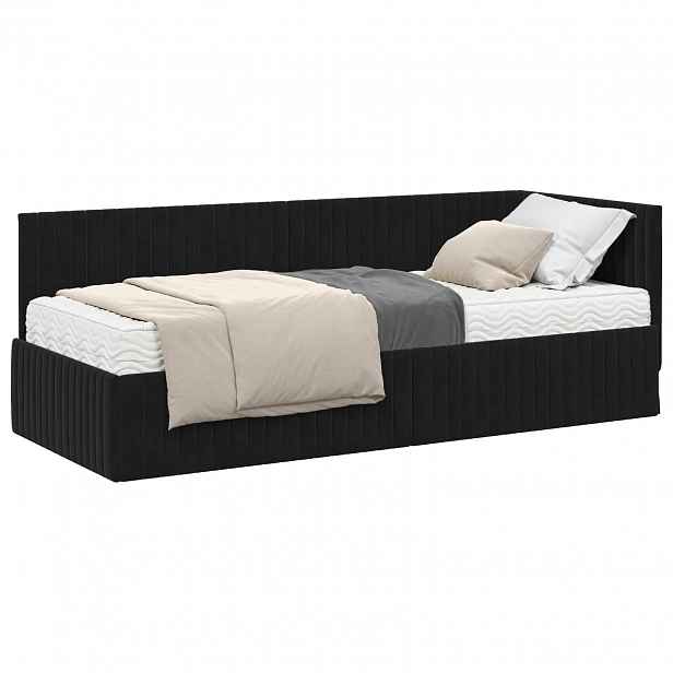 vidaXL Rohový rám postele s matrací 2 ks Černá 80 x 200 cm samet