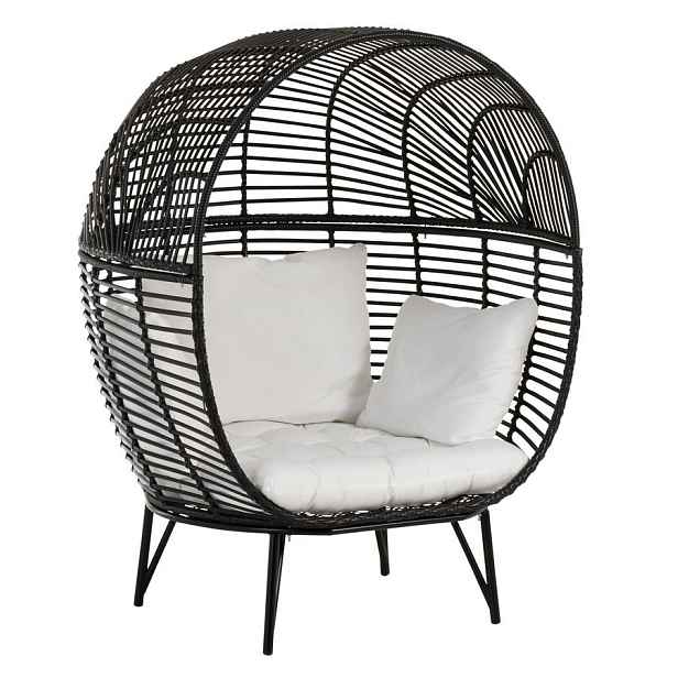 Černé ratanové zahradní křeslo Lounge Black Oval - 115*110*148 cm J-Line by Jolipa