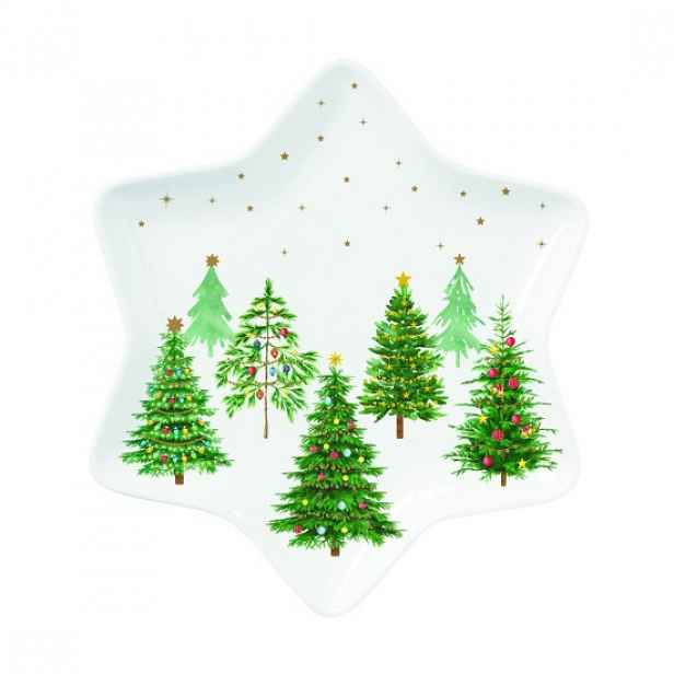 Hvězdicový talíř, porcelán, 22,5 × 22,5 cm, "Festive TREES" - Easy Lif