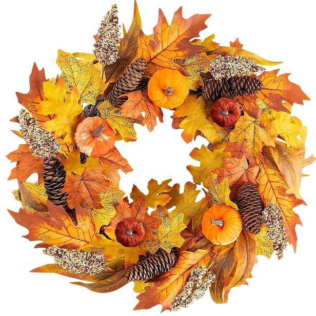 Podzimní Věnec Na Dveře 45 CM, Dýně, Šišky, Dekorace Na Halloween