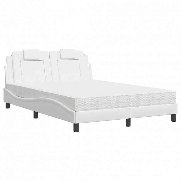 vidaXL Postel Viana s matrací bílá 140 x 200 cm umělá kůže