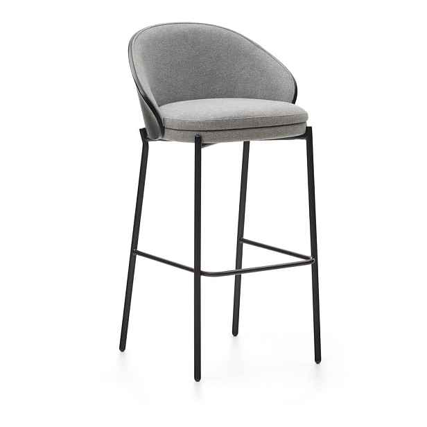 Černá/šedá barová židle (výška sedáku 77 cm) Eamy – Kave Home