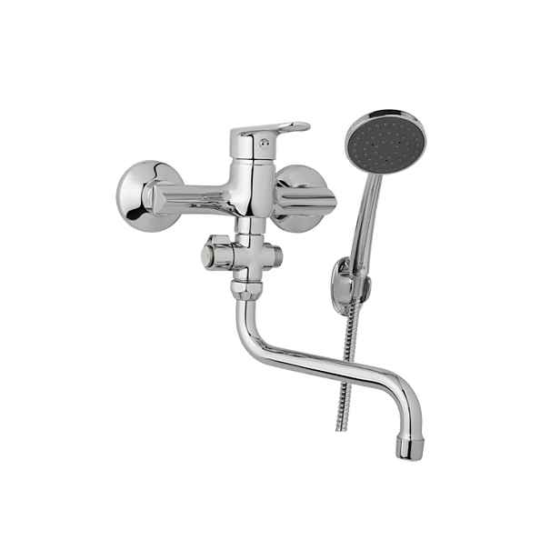 JB Sanitary Finery F10 37 51 - Nástěnná umyvadlová a sprchová baterie 150 mm; otočný přepínač; s příslušenstvím; trubkové ramínko 300 mm