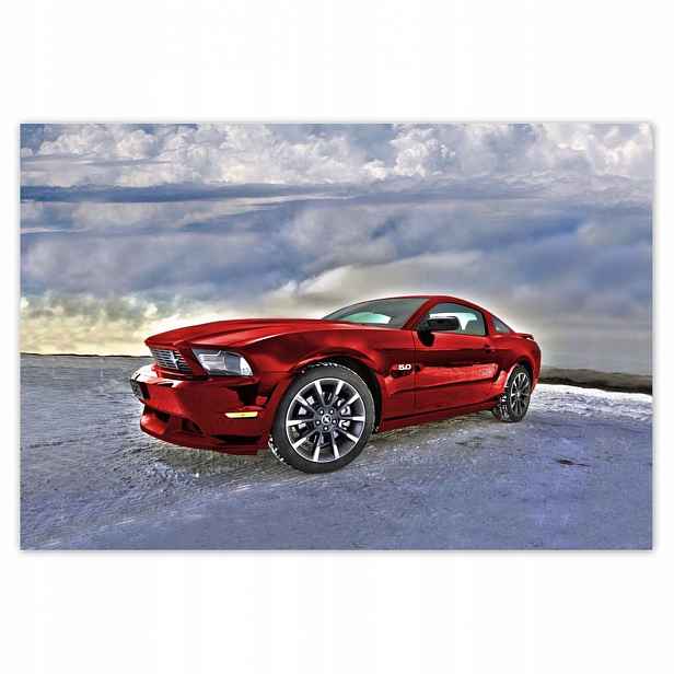 Plakáty 200x135 Červený Mustang Sníh