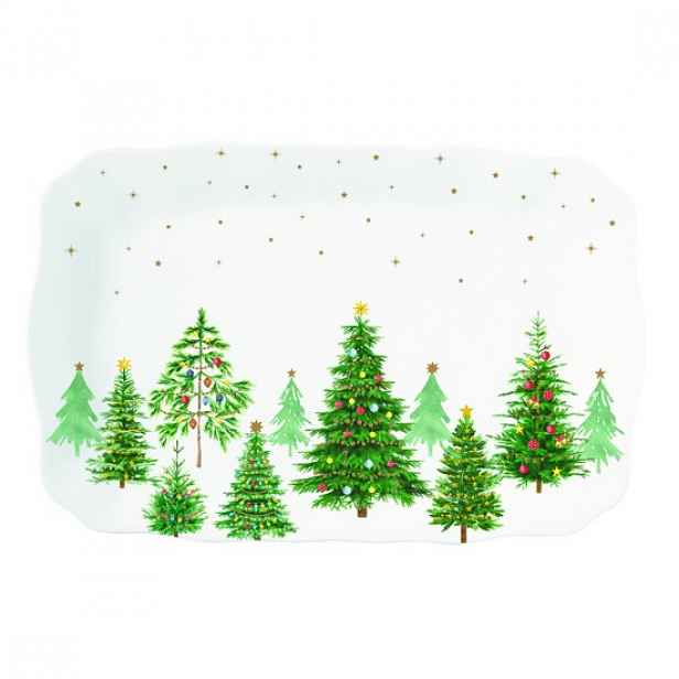 Porcelánový servírovací talíř, 35 × 23 cm, "Festive TREES" - Easy Life