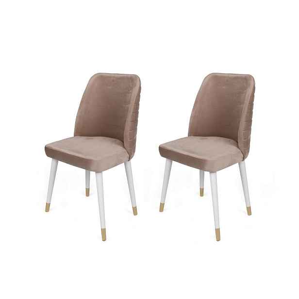 Sada jídelních židlí Hugo Beige and White, 2 ks
