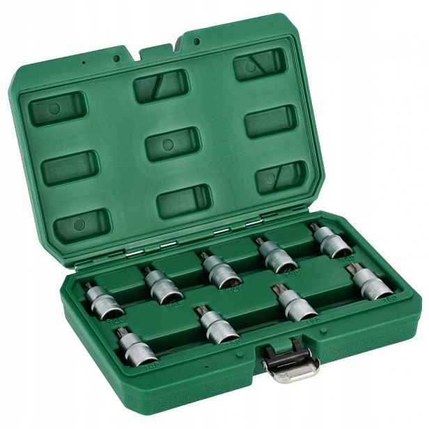 Sada nástrčných klíčů, Torx, 1/2”, 55mm, S2, 9ks, Stalco