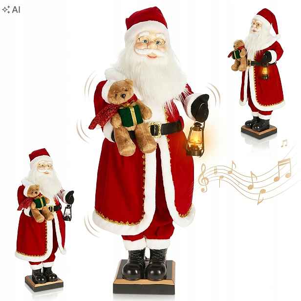 Svatý Mikuláš Led figurka tančící a hrající si s melodií, velká 110 cm