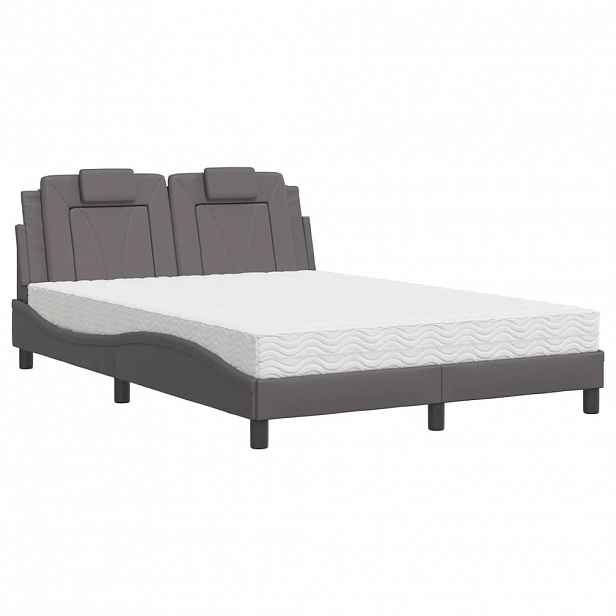 vidaXL Postel Viana s matrací šedá 140 x 200 cm umělá kůže