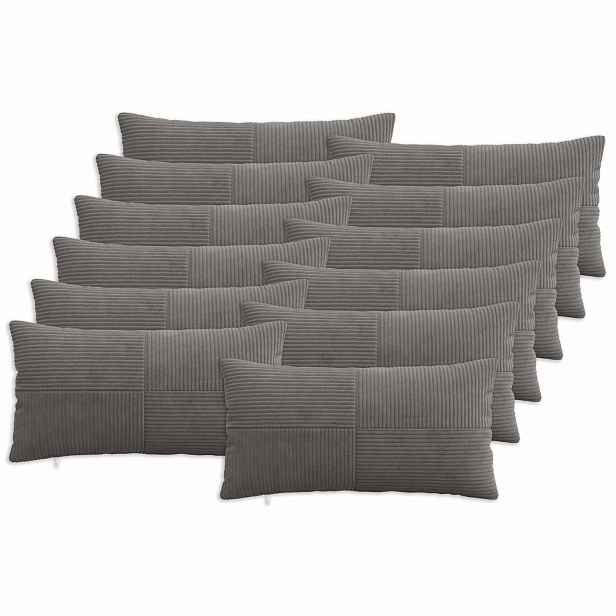 vidaXL Povlak na polštář 12 pcs ALMELO Tmavě šedá 40 x 80 cm manšestr