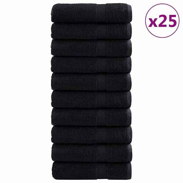 vidaXL Uterák pro hosty SOLUND 25 ks Černá 70 x 140 cm 550 gsm