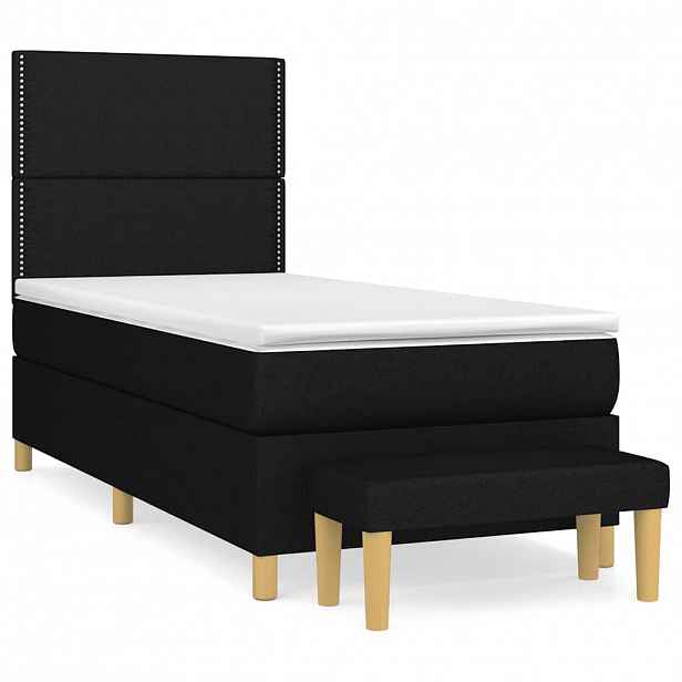 vidaXL Box spring postel s matrací černá 90x200 cm textil