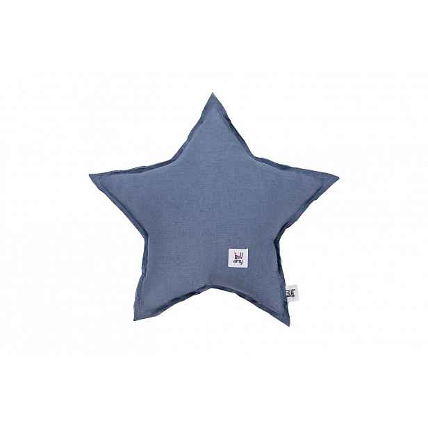 Bellamy Lněný dekorační polštářek STAR NAVY BLUE