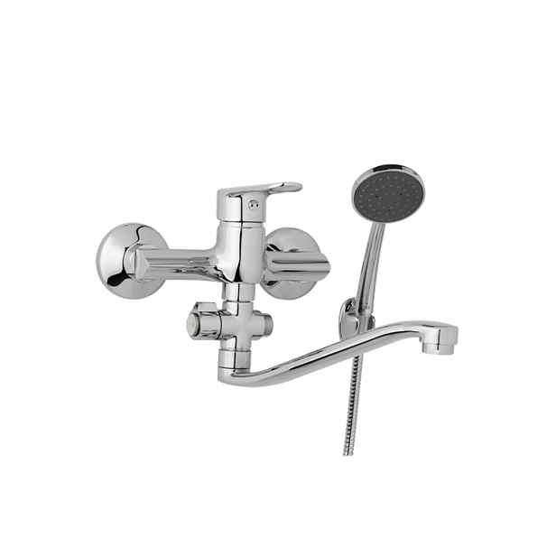 JB Sanitary Finery F10 37 21 - Nástěnná umyvadlová a sprchová baterie 150 mm; otočný přepínač; s příslušenstvím; S ramínko 250 mm