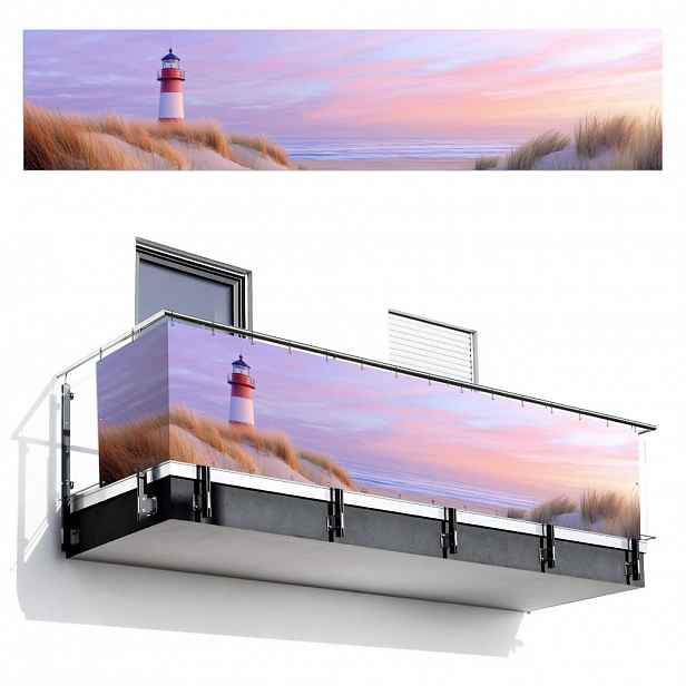 MuchoWow BALKONOVÁ ZÁSTĚNA Maják - duny - západ slunce 500x110 cm