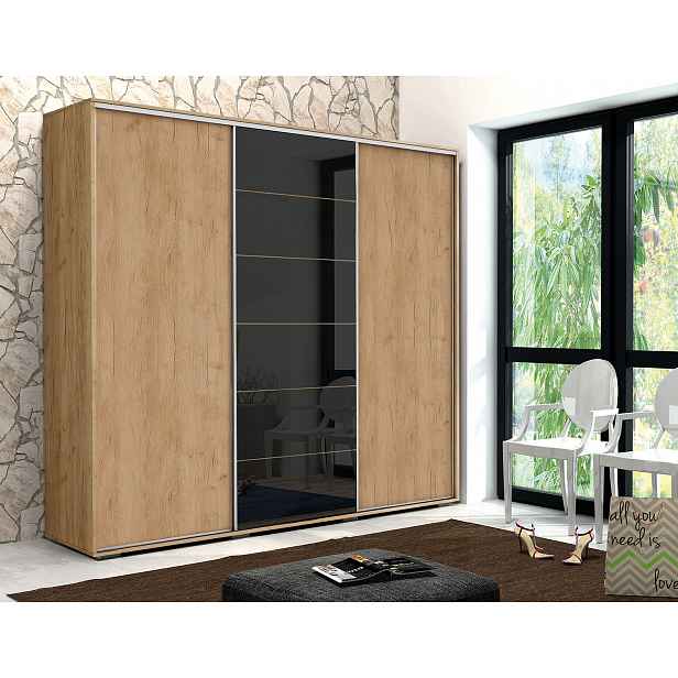 Šatní skříň Ska A28 XL Barva korpusu: Dub - Craft zlatý, Rozměry: 250 cm, Dveře: Dub - Craft zlatý