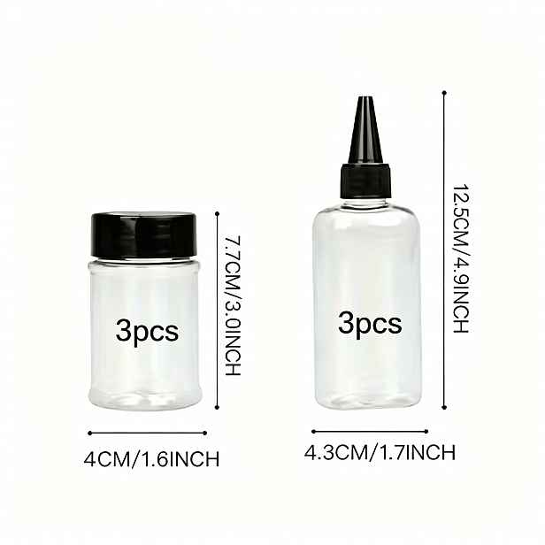 TEMU Sada 6 plastových lahviček na koření, včetně 3 x 80ml lahviček na omáčku + 3 x 100ml lahviček na olej, přenosné pro venkovní grilování a