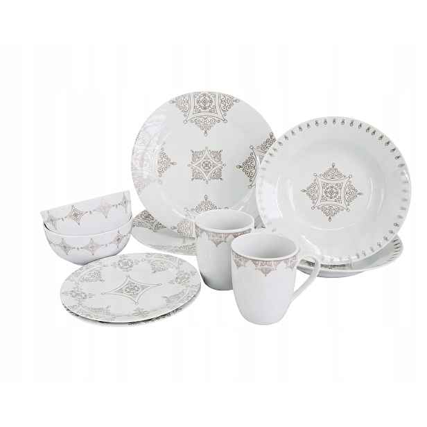 10dílná jídelní porcelánová souprava Ronda Baroko, taupe, by inspire