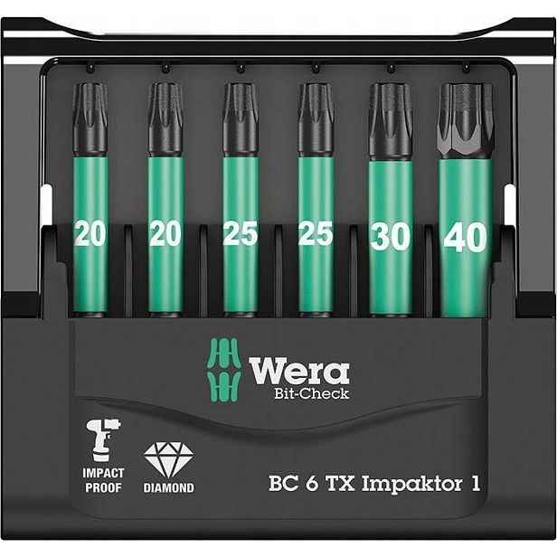 Sada bitů Torx T20 T25 T30 T40 6cz Wera Bit Check 05057693001