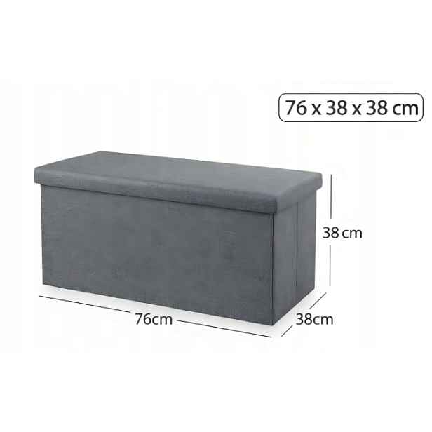 Taburet s úložným prostorem 76x38x38 cm, šedá nádoba