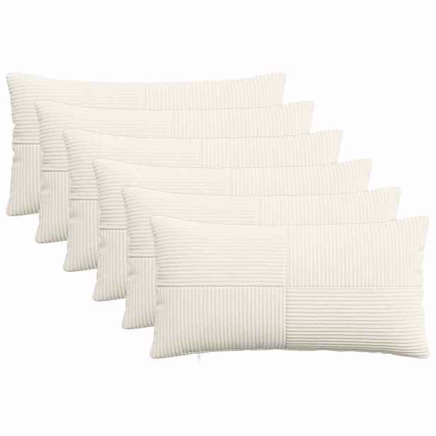 vidaXL Povlak na polštář 6 pcs ALMELO Krémová 40 x 80 cm manšestr