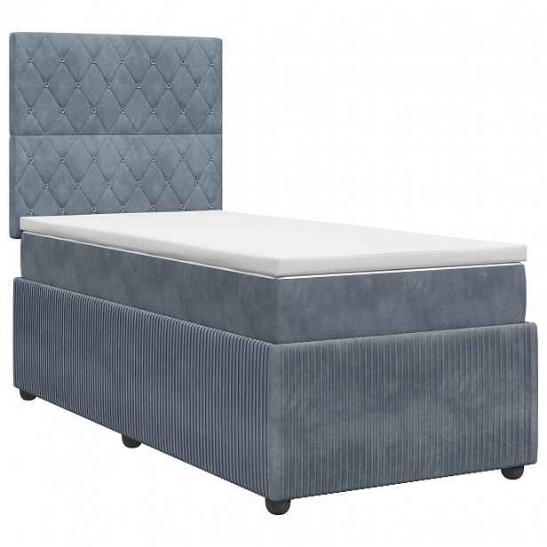 vidaXL Postel boxspring s matrací s čelo Tmavě šedá jednoduchý Samet