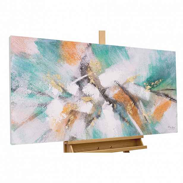 KUNSTLOFT RUČNĚ MALOVANÝ AKRYLOVÝ OBRAZ TURQUOISE/RŮŽOVÝ, 120/60 CM