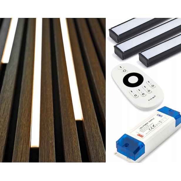 Osvětlení lamel Černé 3x Cob Led lampa Dálkový Ovladač