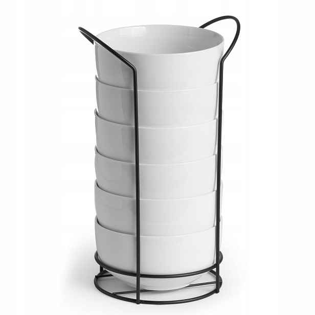 Sada 6 Porcelánových Misek Se Stojánkem 800 ML, Průměr 14 CM