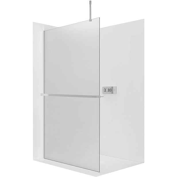 Sprchová zástěna Walk-in Onyx Top Cube L/P - 8 mm - hranatá vzpěra + polička/držák na ručníky - chrom, mléčné sklo - 110x200 cm