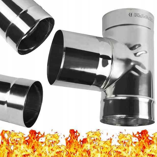 T-rozdělovač 90° s hrdlem 140 mm kyselinovzdorná 1 m nerezový komínový Kyselinuvzdorný kouřovod pro kouř