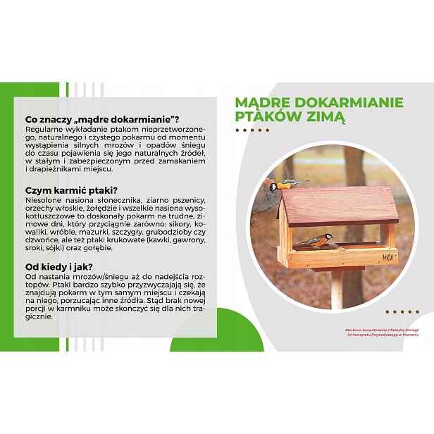 Vědecká tabule Moudré přikrmování ptáků v zimě 49x30 do rámu Wojtek 1 Mkw