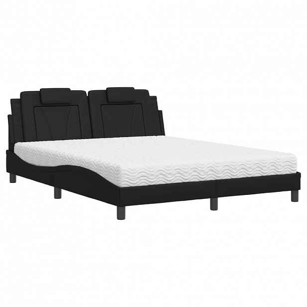 vidaXL Postel Viana s matrací černá 160 x 200 cm umělá kůže