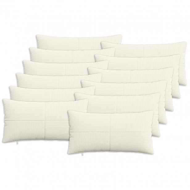 vidaXL Povlak na polštář 12 pcs ALMELO Krémová 40 x 80 cm manšestr