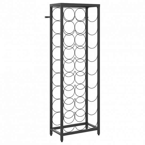 vidaXL Stojan na víno na 27 lahví černý 34 x 18 x 100 cm tepané železo