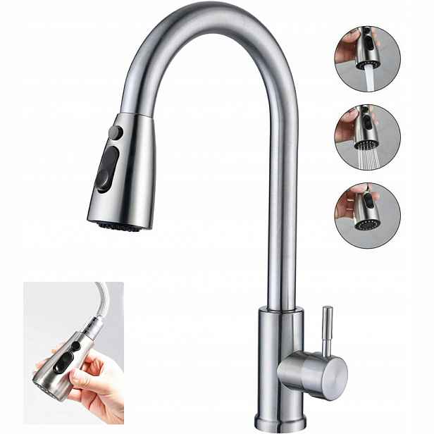 Kuchyňská Baterie S Vytahovací Sprškou Kohoutek Do Kuchyně Stojící 3 Režimy