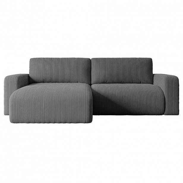 ALTDECOR ROHOVÁ SEDACÍ SOUPRAVA s funkcí lůžka a úložným prostorem KLEEA-L – 247 x 143 x 83 cm, tmavě šedá, manšestr
