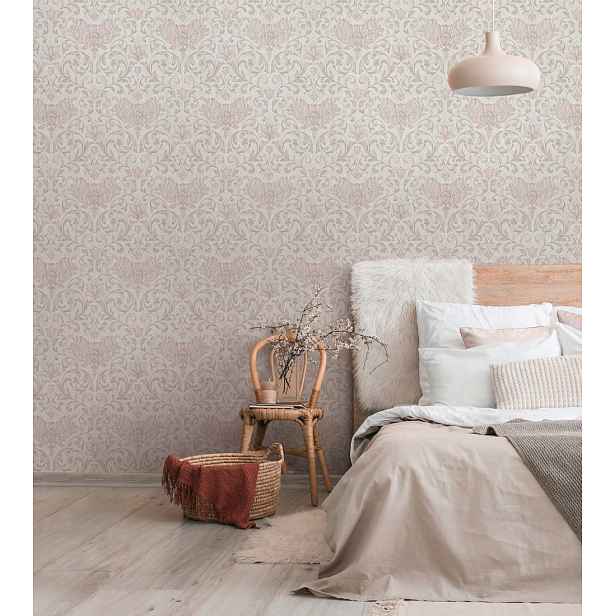 Béžová Tapeta S Rostlinnými Ornamenty, Vinylová