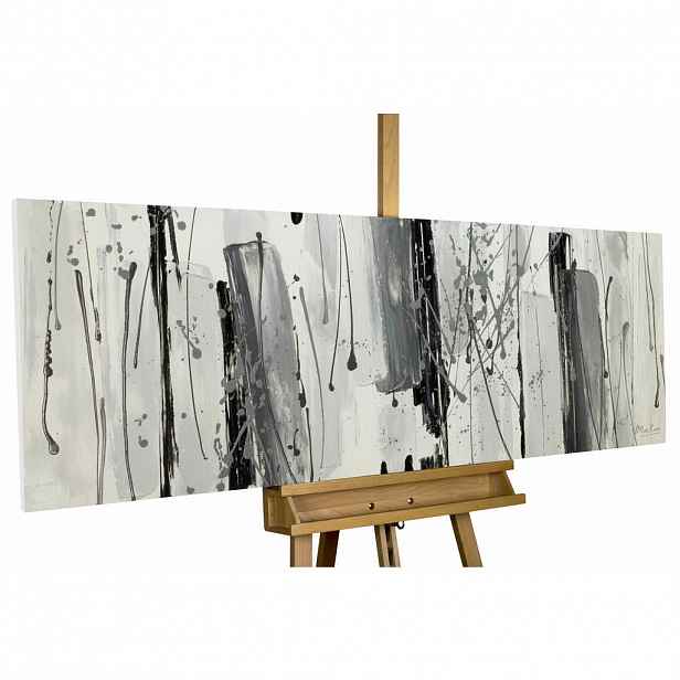 KUNSTLOFT RUČNĚ MALOVANÝ AKRYLOVÝ OBRAZ ŠEDÝ/ČERNÝ, 150/50 CM