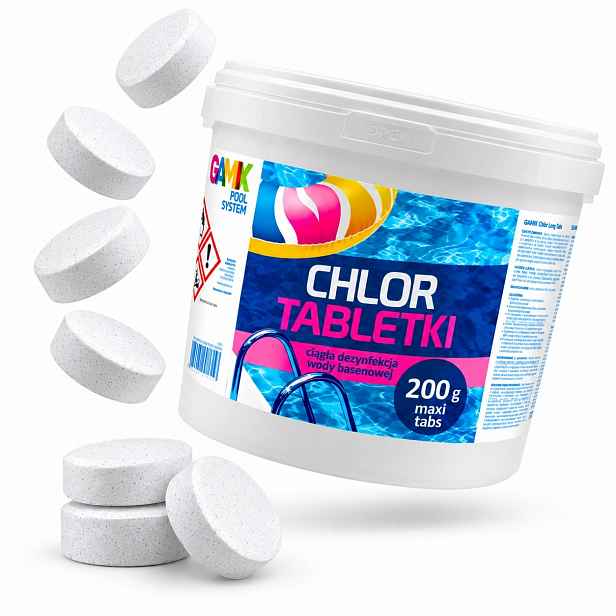 Multi Tablety Chlor 5KG 25X200G Do Bazénu Pomalu Rozpustné Long Tabs