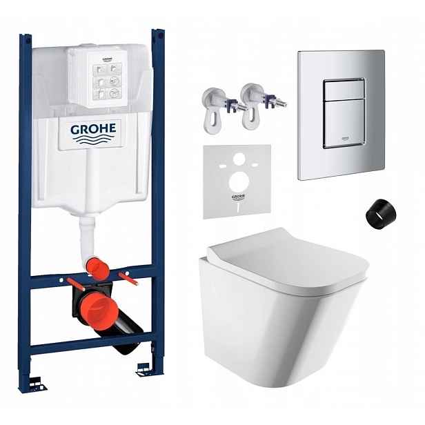 Podomítkový set Wc rám Grohe Wc mísa Rim Omnires tlačítko