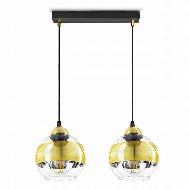 Stropní Svítidlo Černý zlatý lustr Glass BZ2 Led