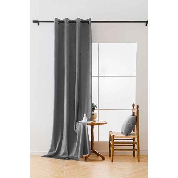 Světle šedý zatemňovací závěs VELVET 140x250 cm Zavěšení: Kovové kroužky