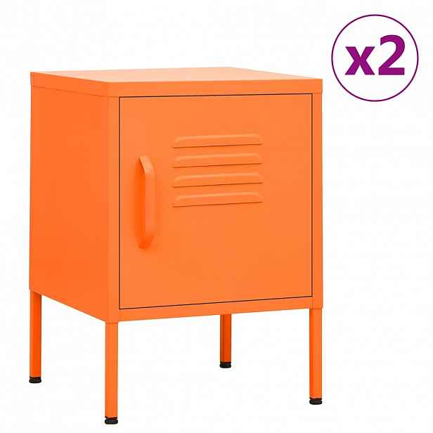 vidaXL Noční stolky 2 ks oranžová 35 x 35 x 51 cm ocel