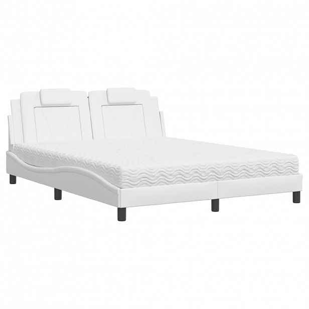 vidaXL Postel Viana s matrací bílá 160 x 200 cm umělá kůže