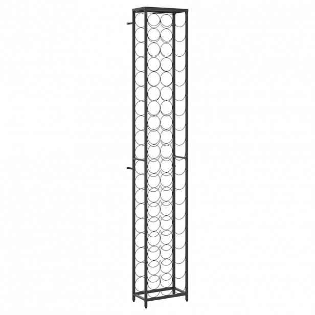 vidaXL Stojan na víno na 57 lahví černý 34 x 18 x 200 cm tepané železo