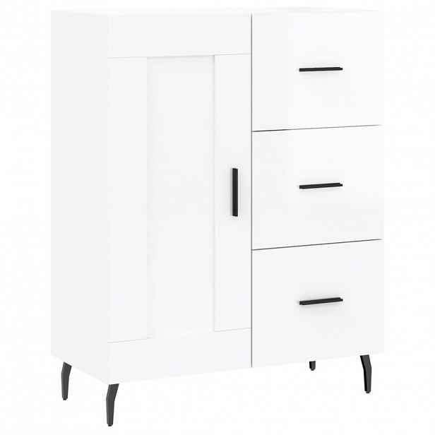 vidaXL Příborník bílý s vysokým leskem 69,5x34x90 cm kompozitní dřevo