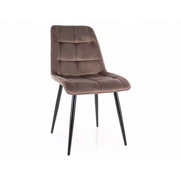 Čalouněná židle Chic Velvet s černým rámem/látkou cappuccino bluvel 38