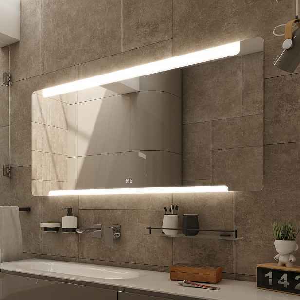 Nimco LED zrcadlo 140 x 70, dotykový senzor, OBDELNÍKOVÁ - OBLÉ ROHY